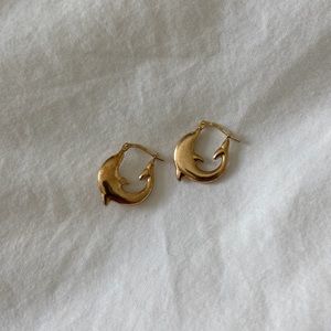 Vintage Gold Vermeil Dolphin Hoop Earrings